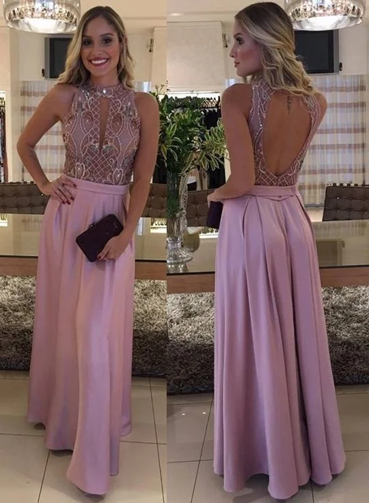 Women's Clothes And Garments Y2K Nostalgic Fashion Look Pink Sleeveless Open Back Prom Dress    cg11572