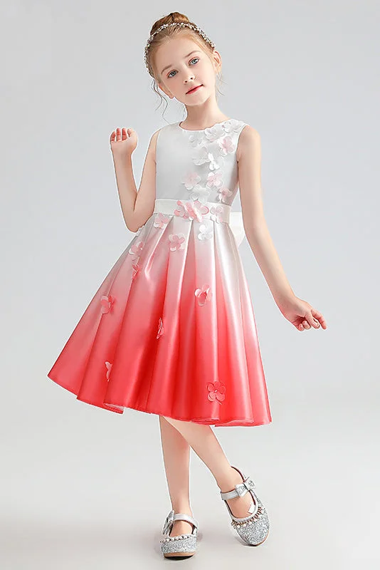 Women's Clothing For Travel Boho - Chic Festival - Ready Style Cute Sleeveless Satin Flower Girl Dress With Bowknot Belt