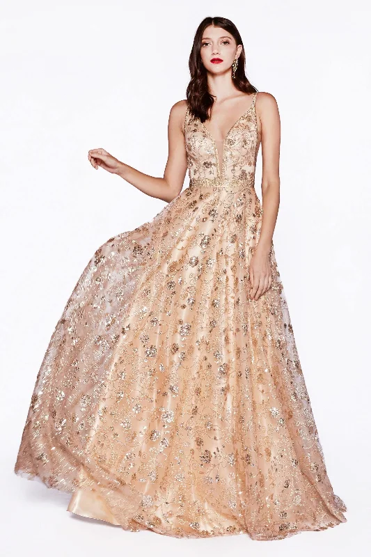 Women's Occasion Wear Clothing Refined Look Cinderella Divine J781 Long Floral Glitter Print Evening Prom Dress Formal