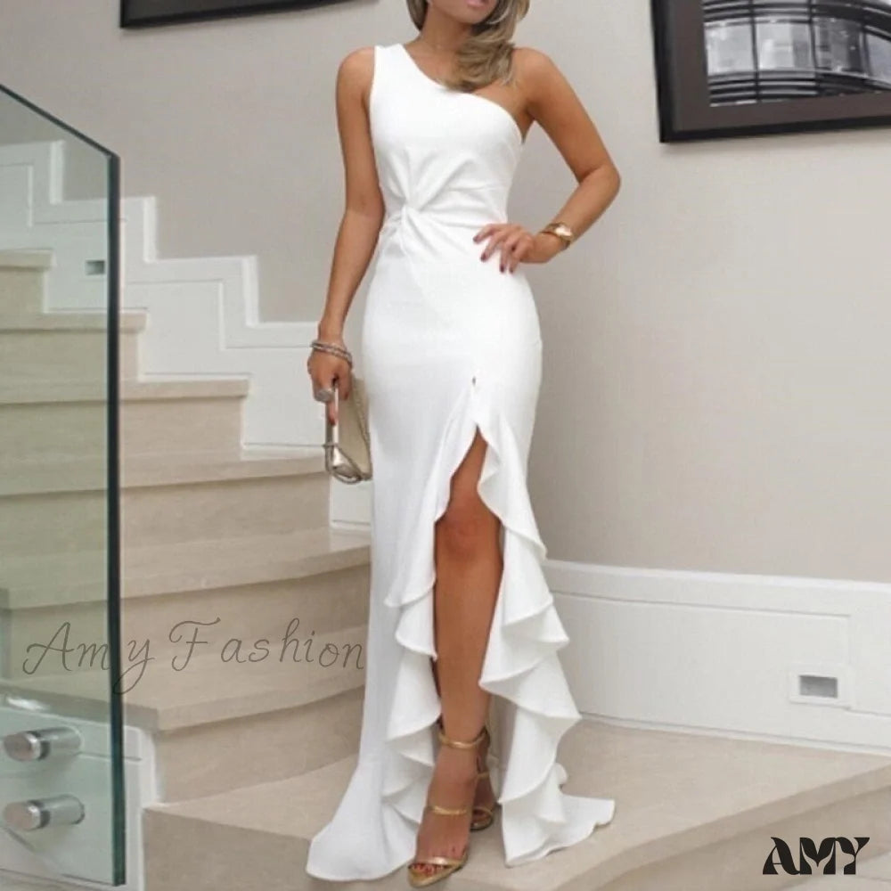 Stylish Women's Garments Casual Weekend Relaxed Style Amy Fashion - Elegant One Shoulder Bandage Sexy Sleeveless Dress