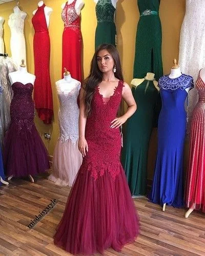 Women's Classic Outfit Bohemian Vibe Charming Prom Dress Sleeveless Appliques Prom Dress Tulle Mermaid Evening Dress   cg15443