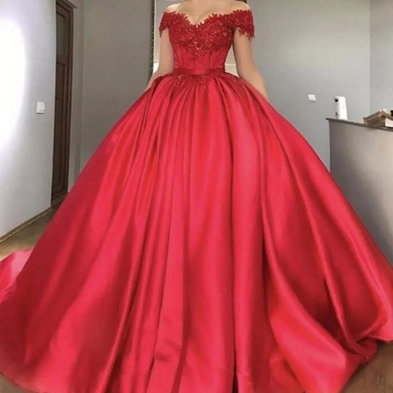 Affordable Women's Clothes Alluring Design Siaoryne Red Ball Gown prom Dress Women Outfit  Vestido longo with Lace PL623