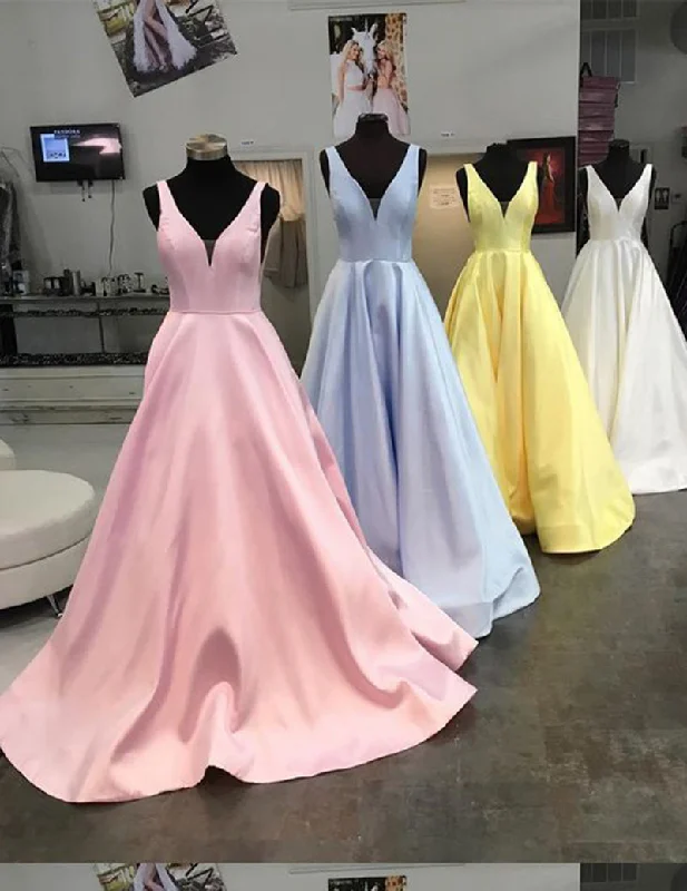 Women's Floral Print Outfit Flowy Fabric Pink/Baby Blue /White/Yellow A Line Satin Long Prom Dress Girls Evening Ball Dress Senior Graduation Gown