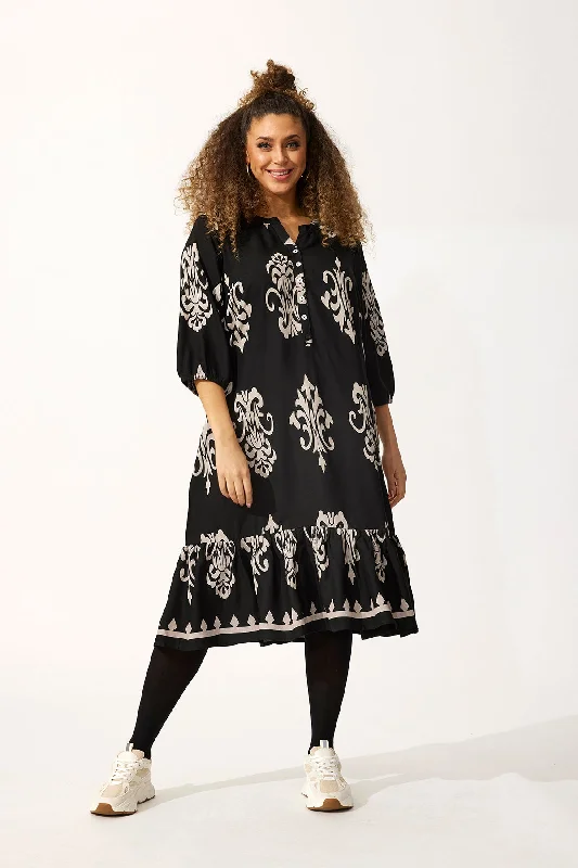 Women's Contemporary Apparel Now on Sale for Chic Urban Styles Zhenzi Bird Shirt Dress in Black