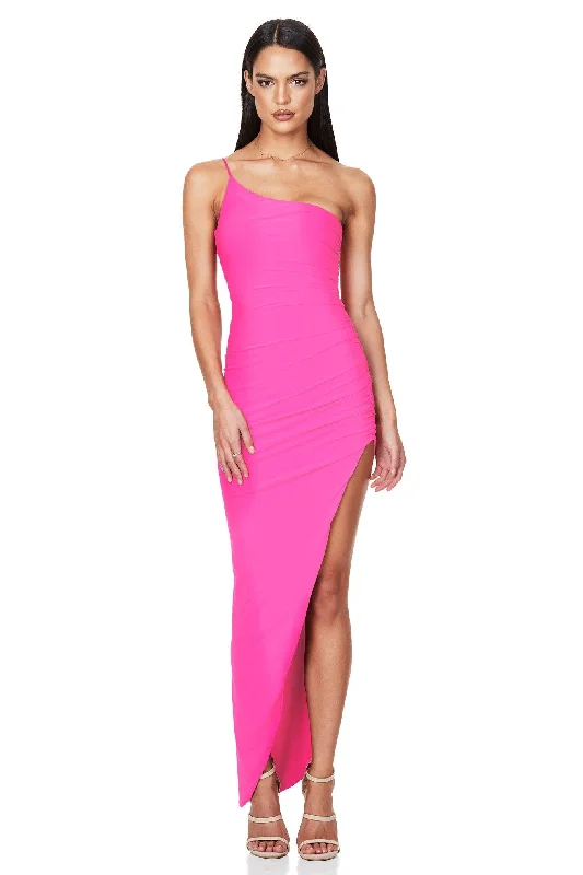 Women's Work Outfit Soft Textures Nookie Aria One Shoulder Gown - Neon Pink